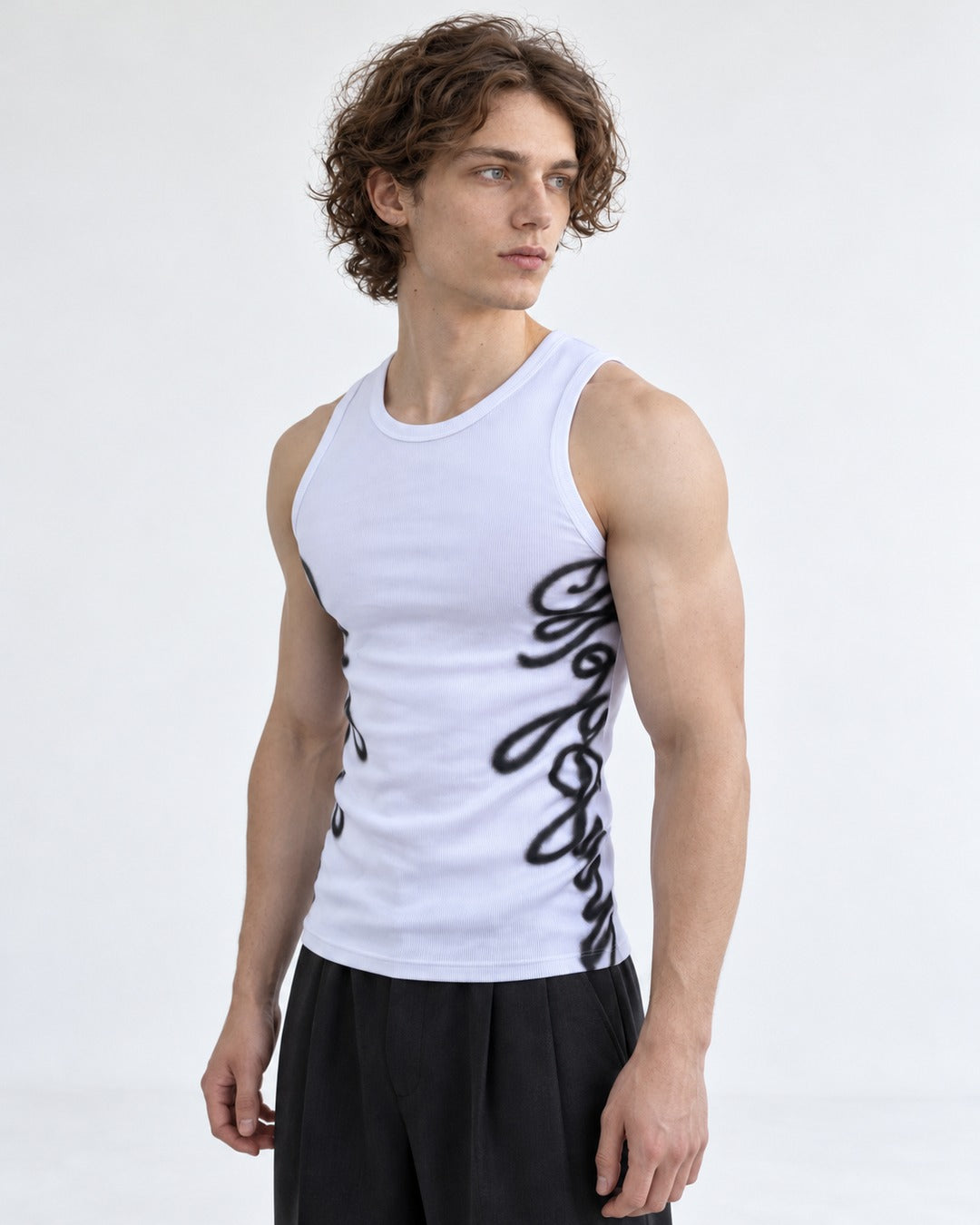 Ribbed Tank with Script Print