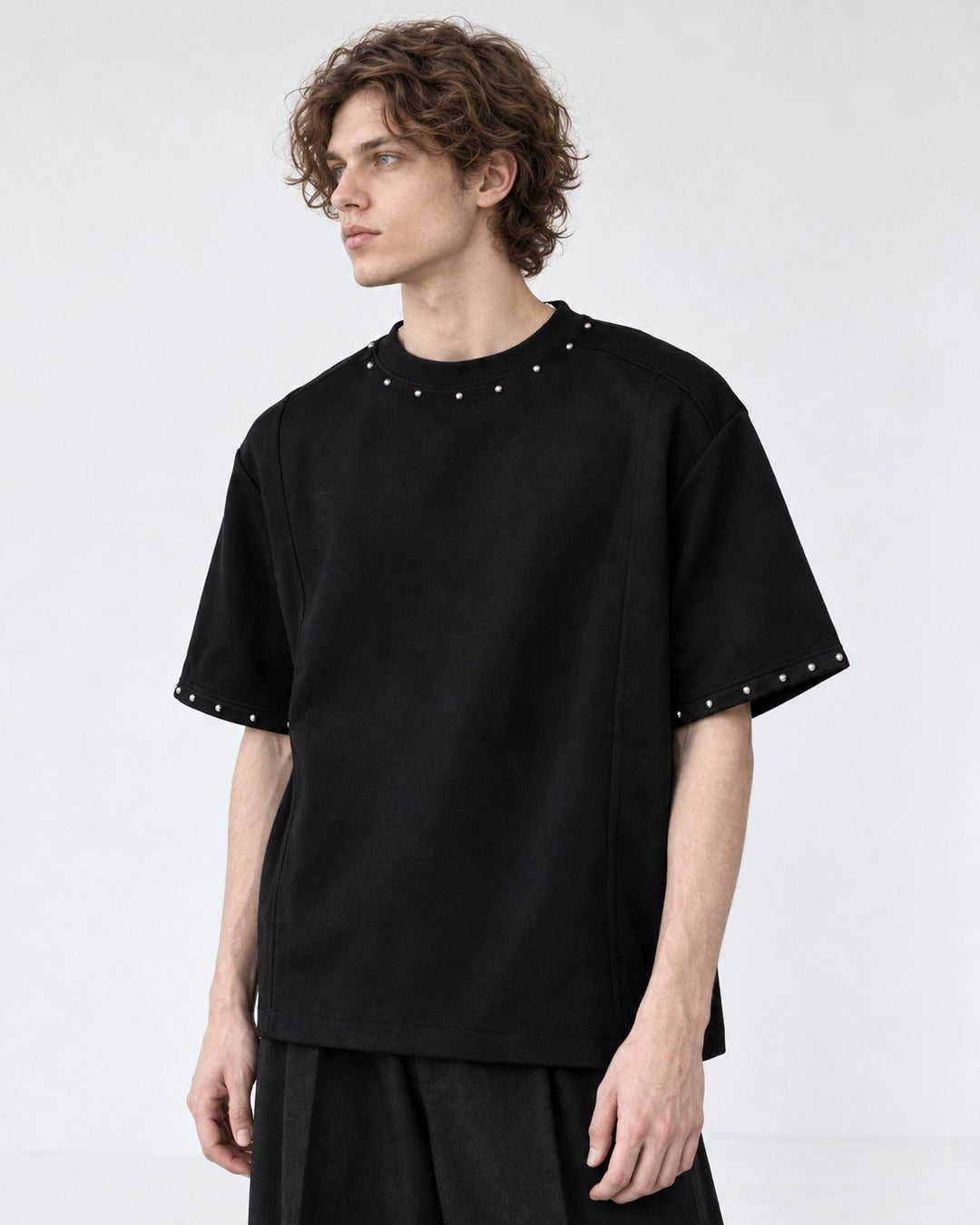 Metal Bead Trim T-Shirt