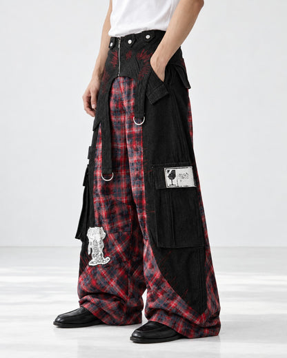 Tartan Panel Patchwork Pants