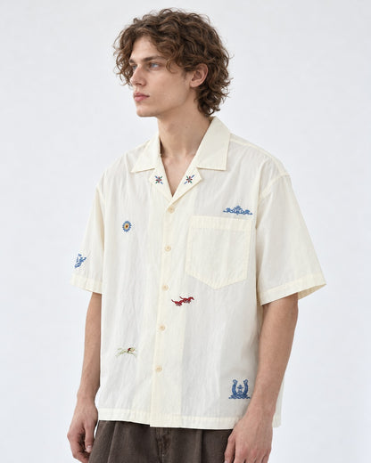 Camp Collar Embroidered Shirt