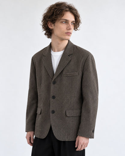 Herringbone Three-Button Blazer
