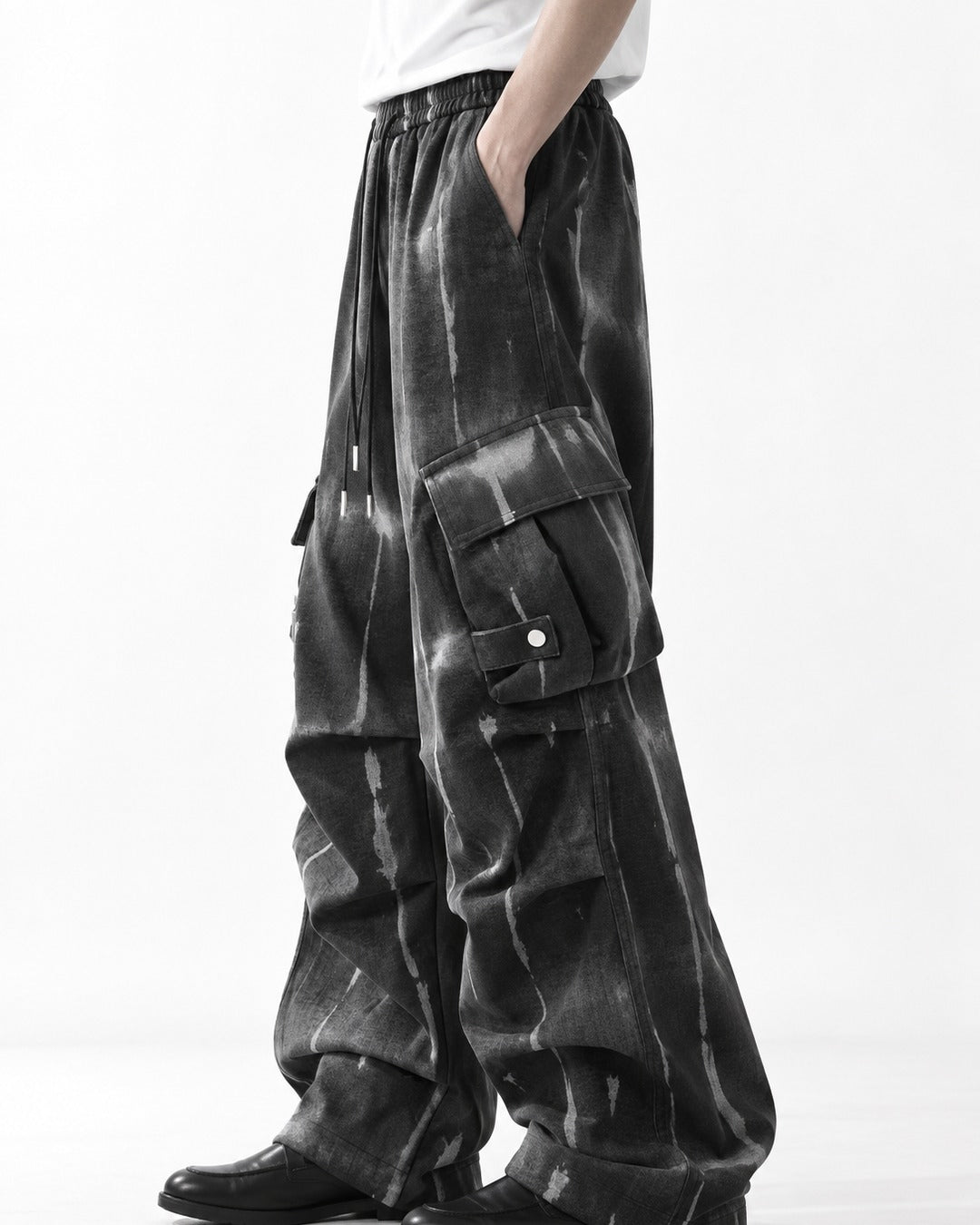 Tie-Dye Wide-Leg Cargo Pants