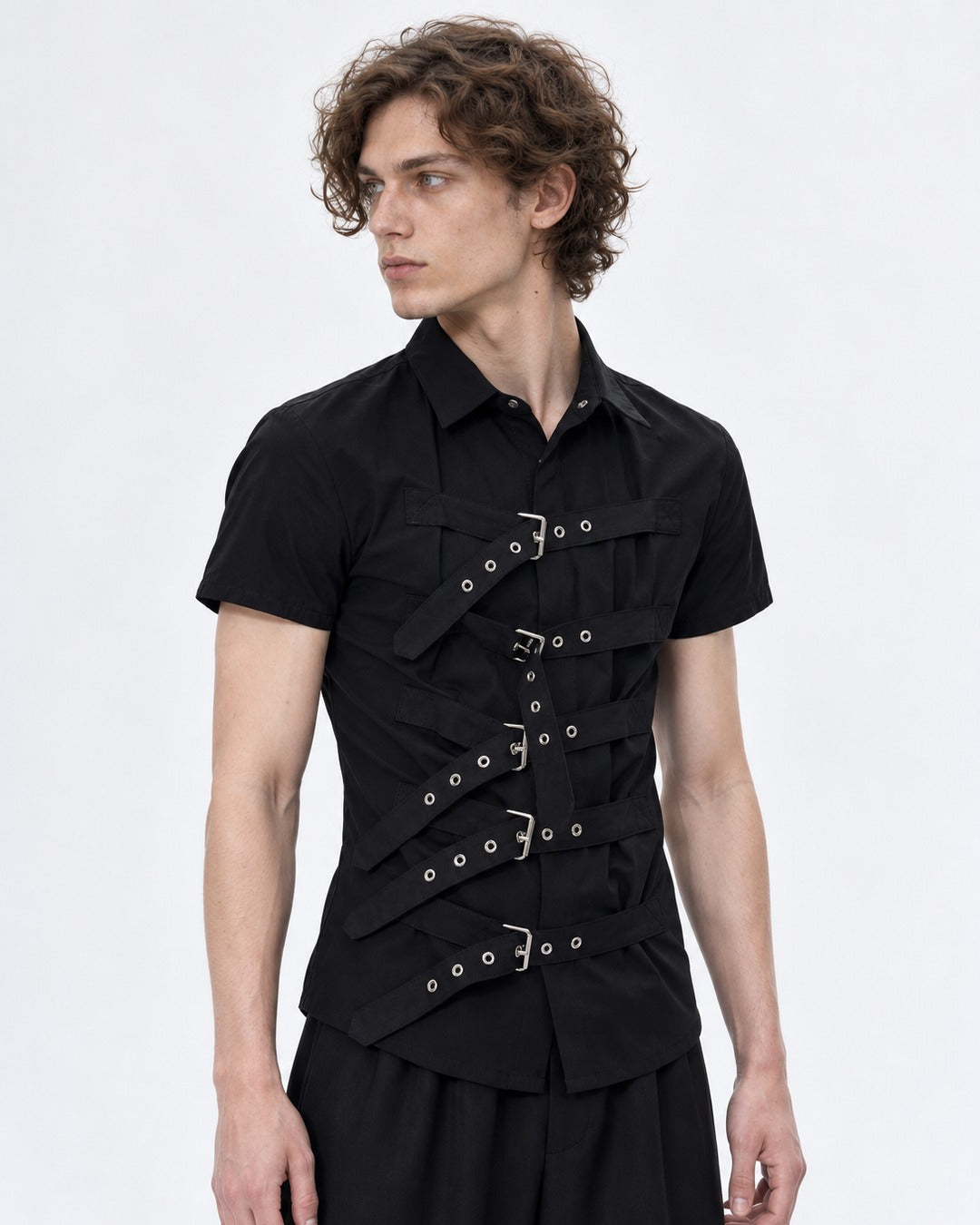 Diagonal Strap Eyelet Shirt