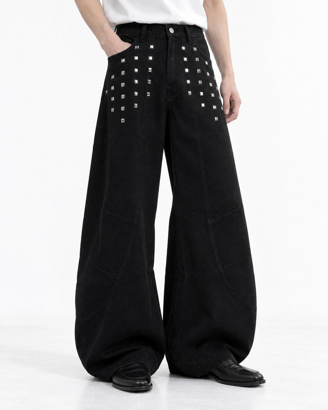 Studded Wide Leg Denim Pants