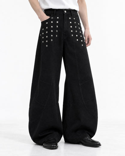 Studded Wide Leg Denim Pants