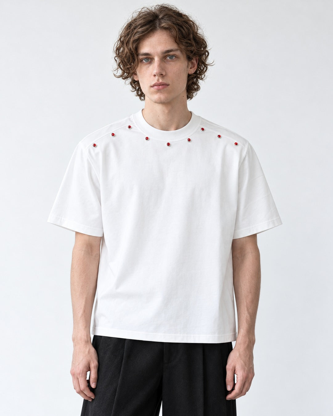 Red Gem Neckline T-Shirt