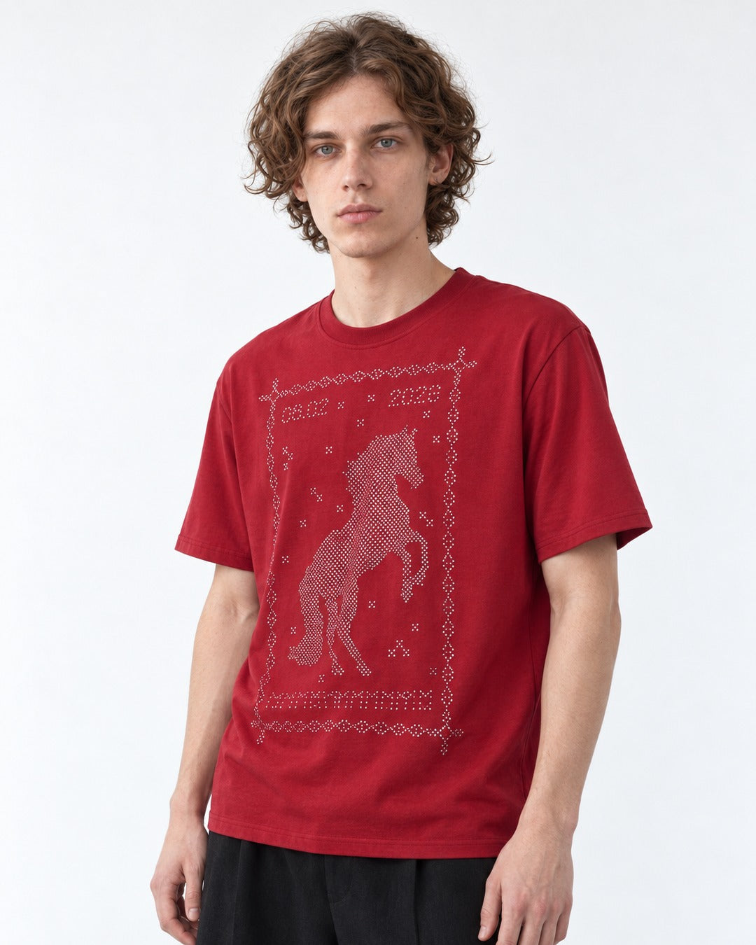 Dotted Horse Graphic Crew Neck T-Shirt
