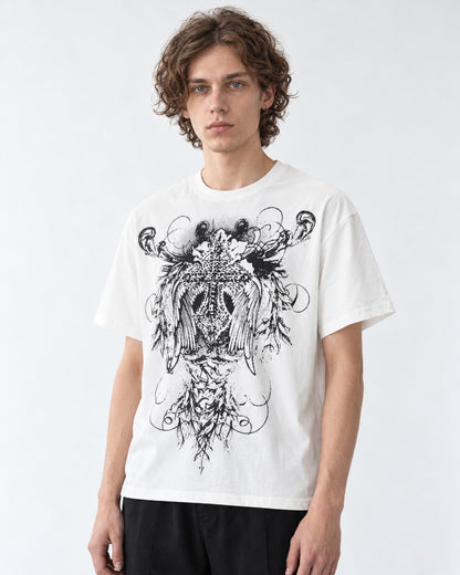 Winged Cross Gothic Print T-Shirt