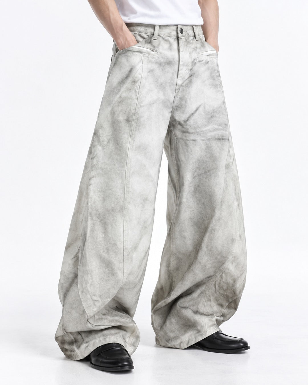 Mud Wash Twisted Seam Wide Jeans