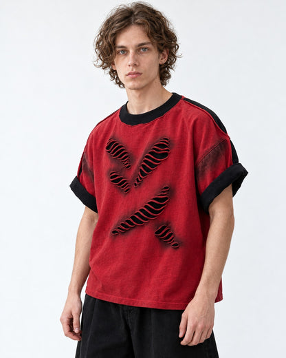 Slashed Colorblock Oversized Tee