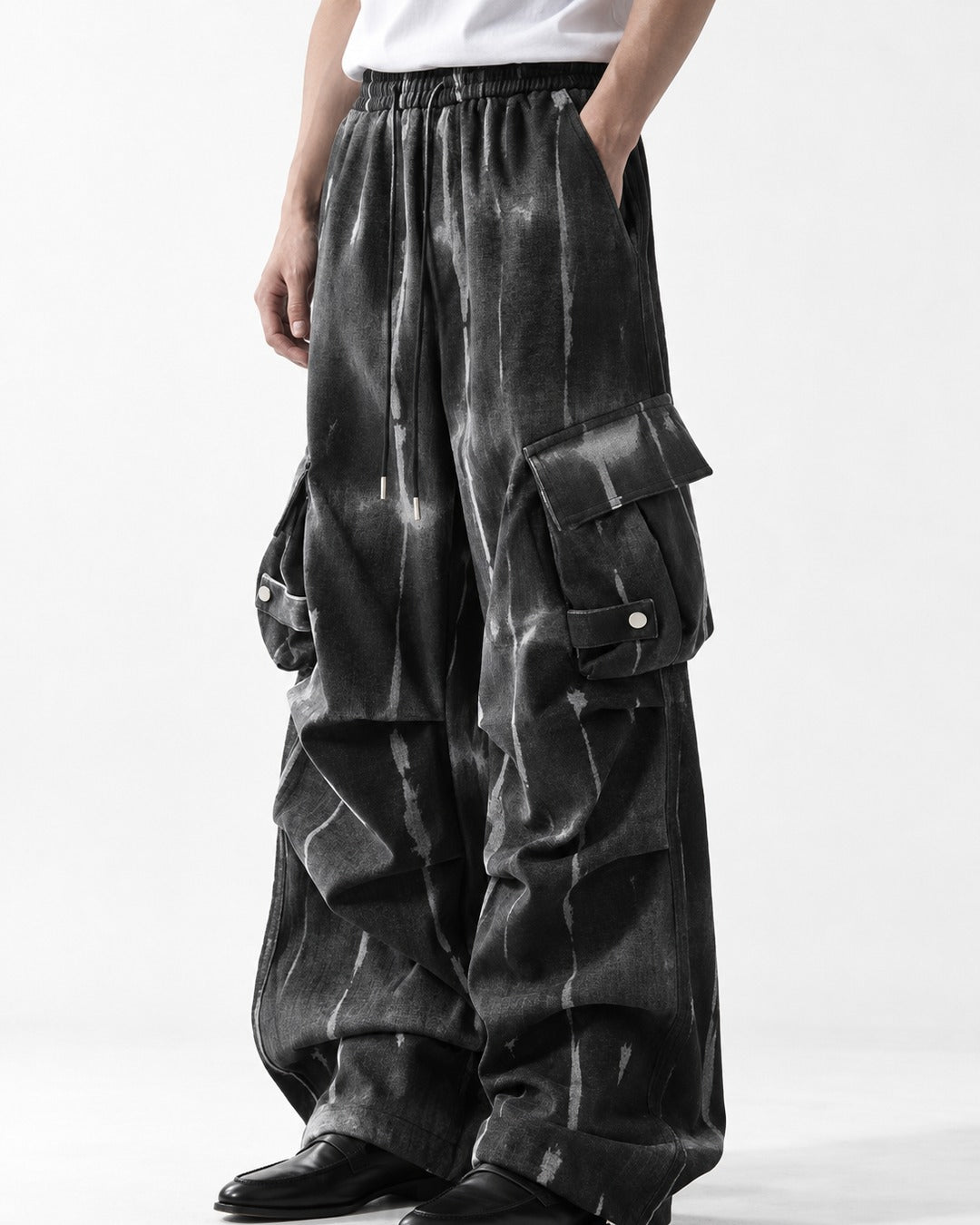 Tie-Dye Wide-Leg Cargo Pants