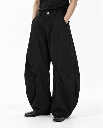 Barrel-Leg Panel Cargo Pants