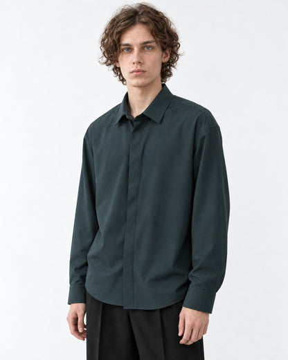 Hidden-Placket Relaxed Shirt
