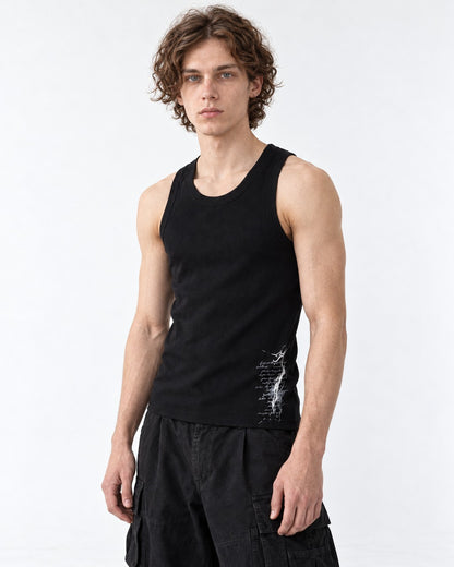 Ribbed Tank Top with Graphic Print