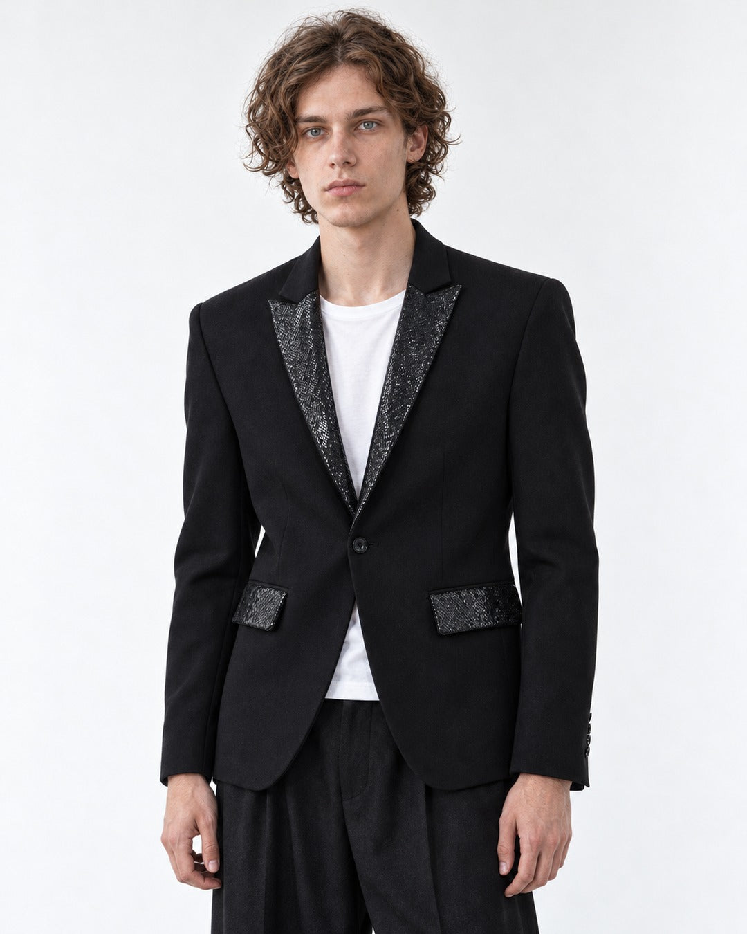 Snake Print Patchwork Suit Jacket