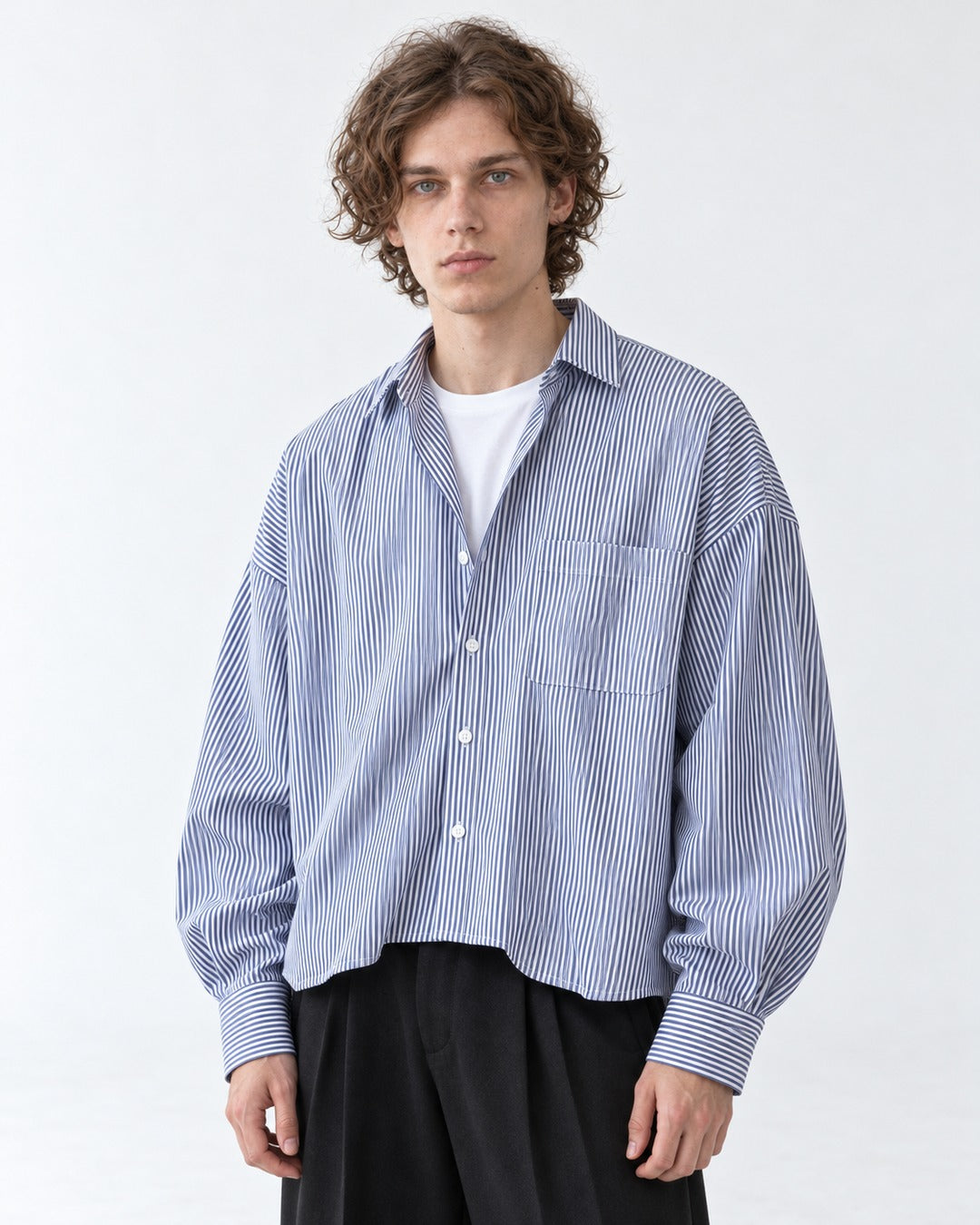 Striped Drop-Shoulder Oversized Shirt