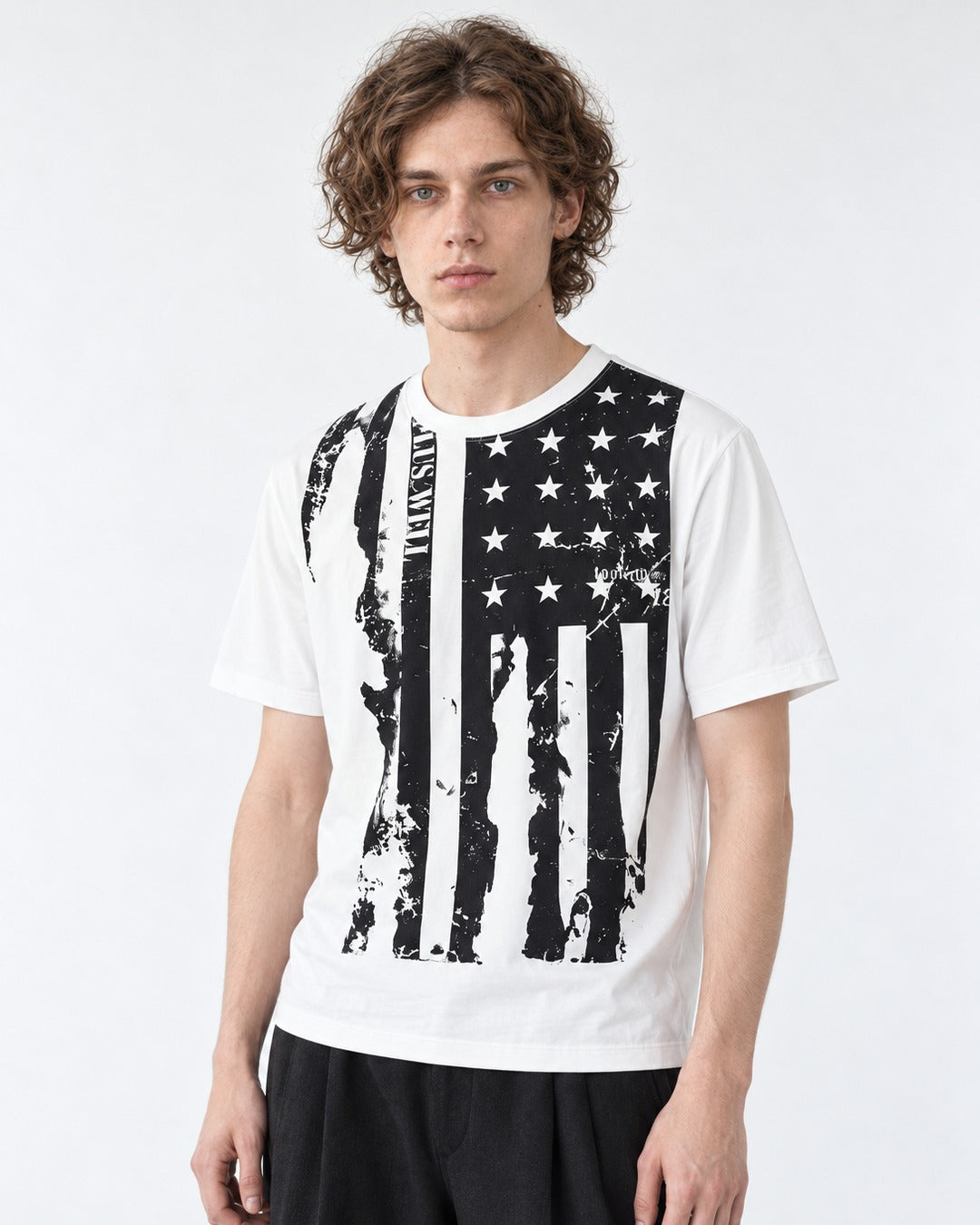 Flag Print Cotton T-Shirt
