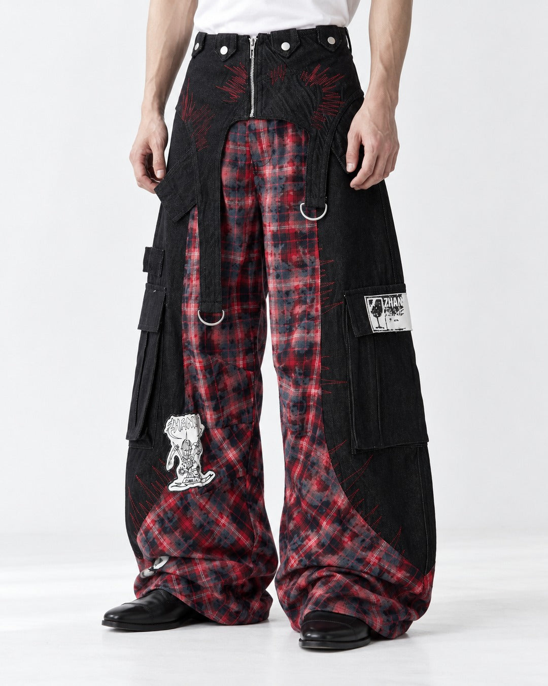 Tartan Panel Patchwork Pants