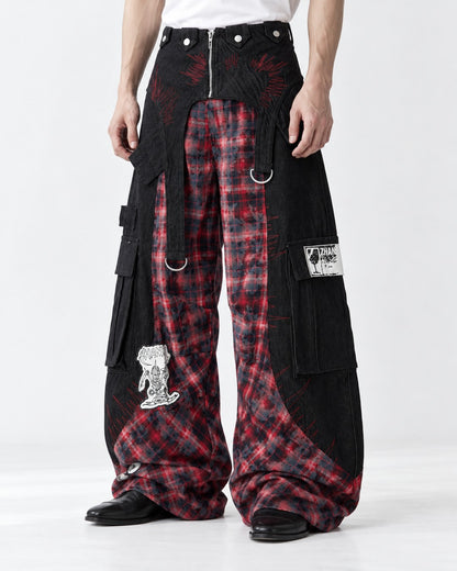 Tartan Panel Patchwork Pants