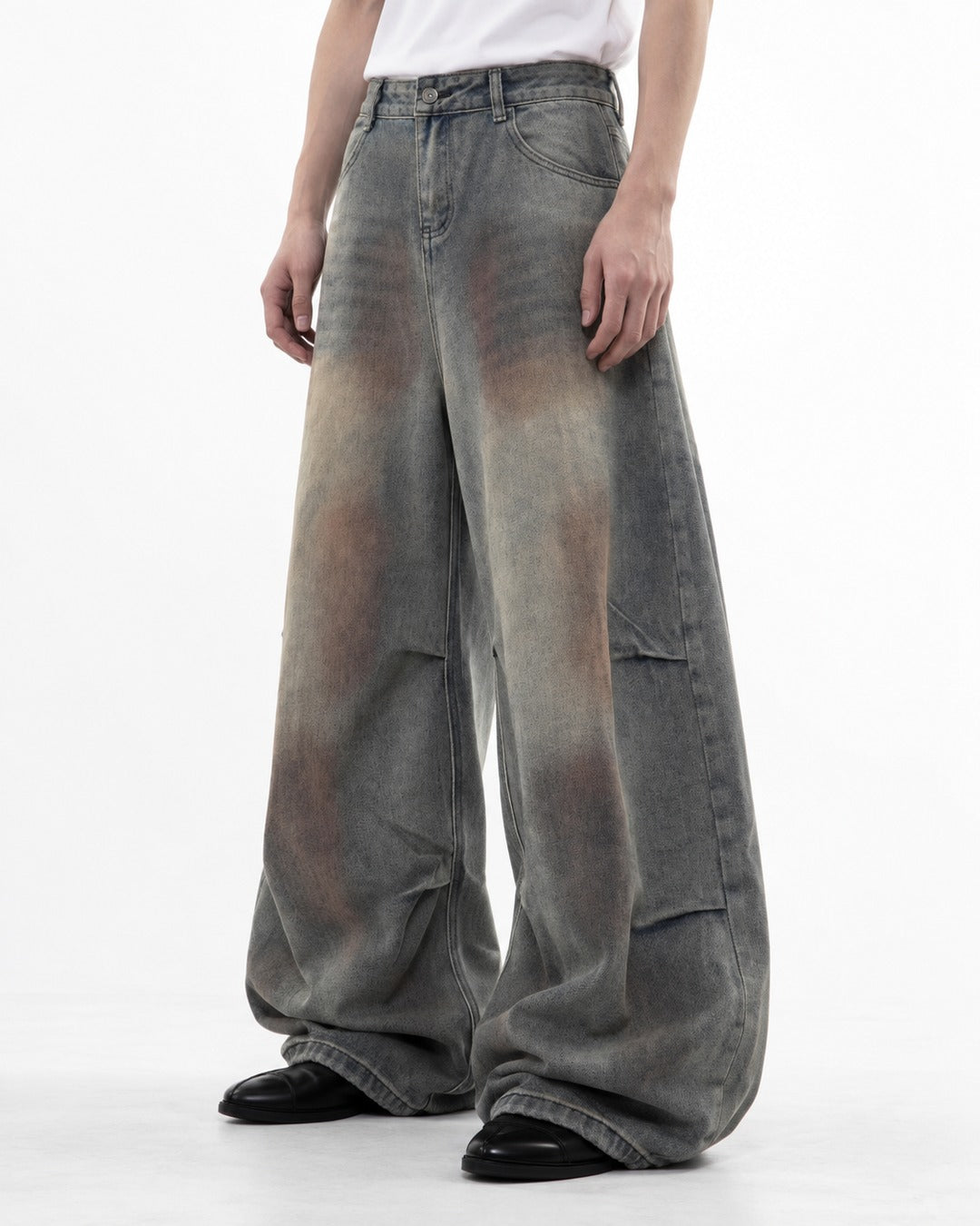 Rust Gradient Wide-Leg Denim Pants