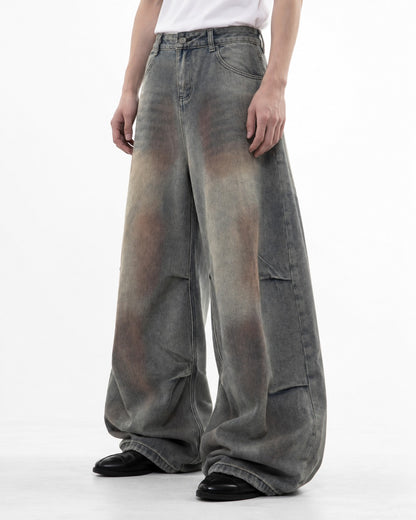 Rust Gradient Wide-Leg Denim Pants