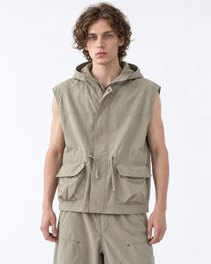Hooded Zip Utility Vest and Pants Set