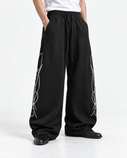 Pinstripe Line Art Wide Sweatpants