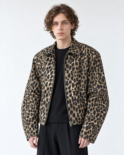 Leopard Print Shoulder-Pad Jacket