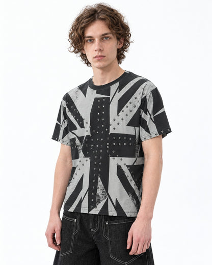 Union Jack Print Stud T-Shirt