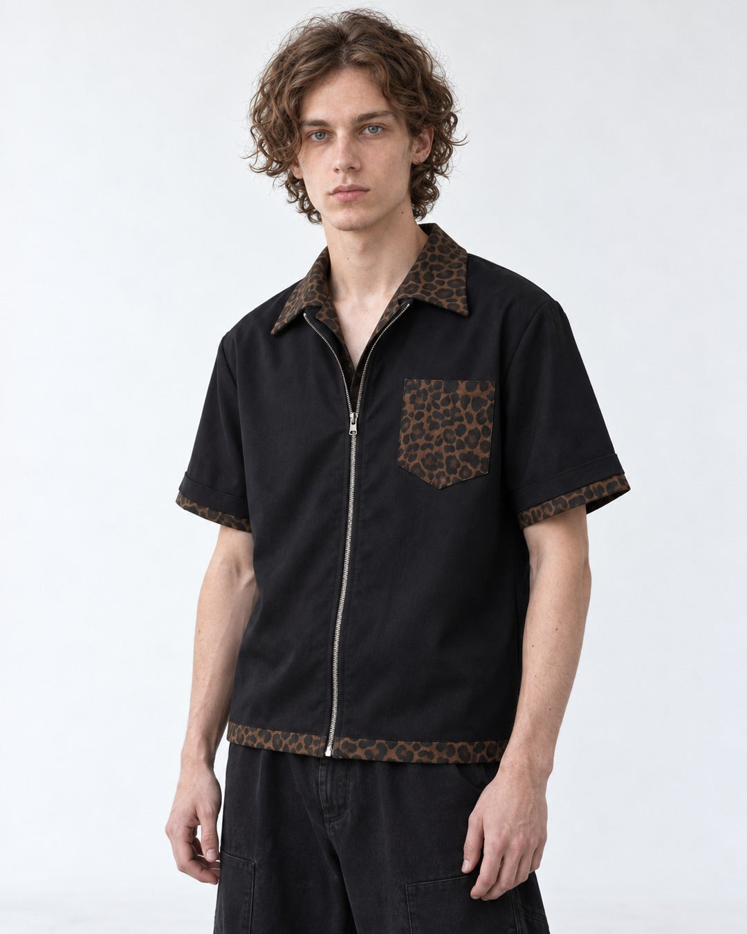 Leopard Pocket Zip Shirt