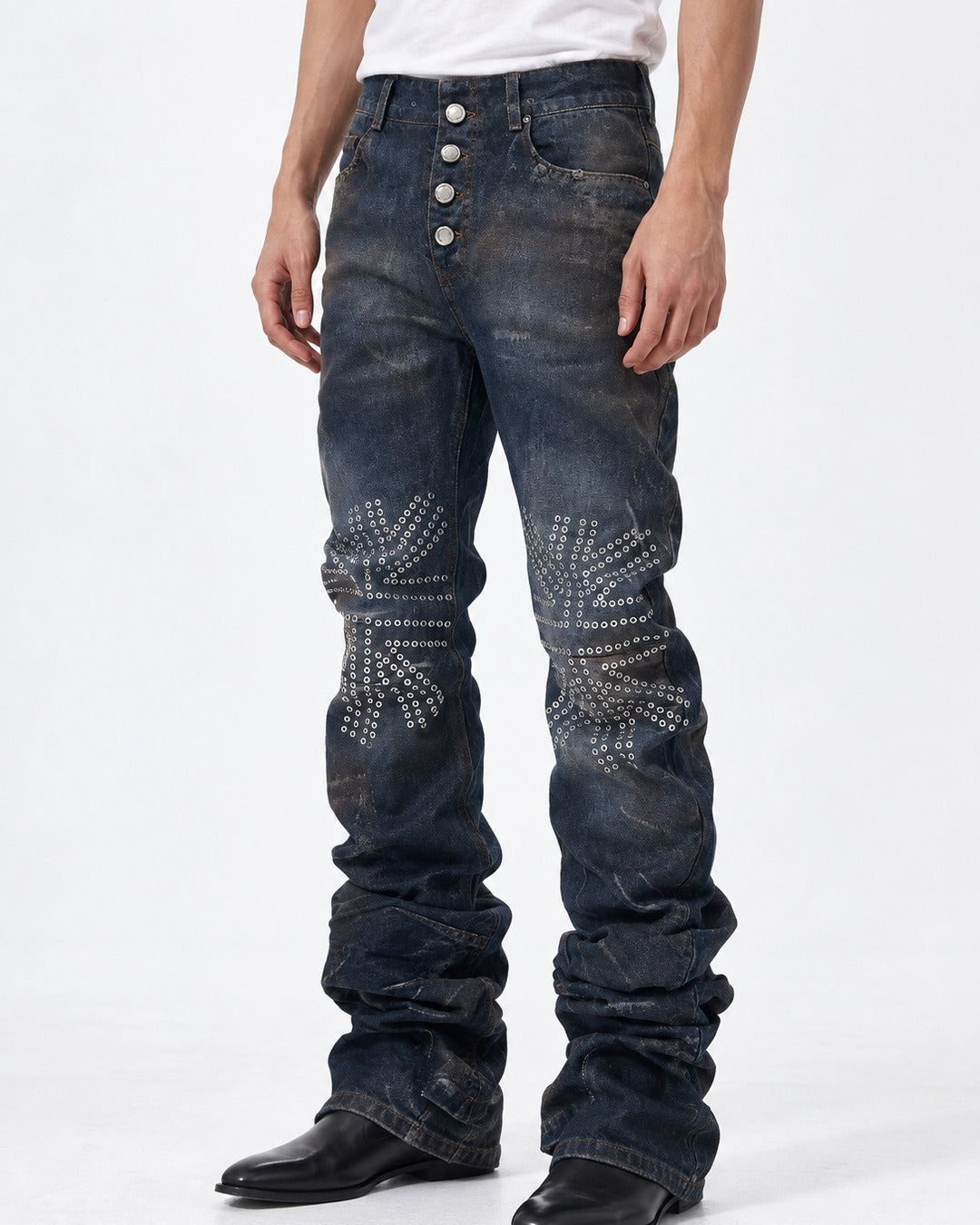 Union Jack Studded Flared Jeans
