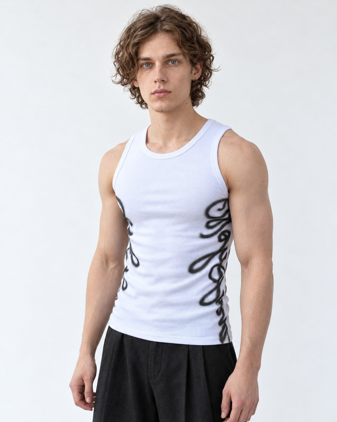 Ribbed Tank with Script Print