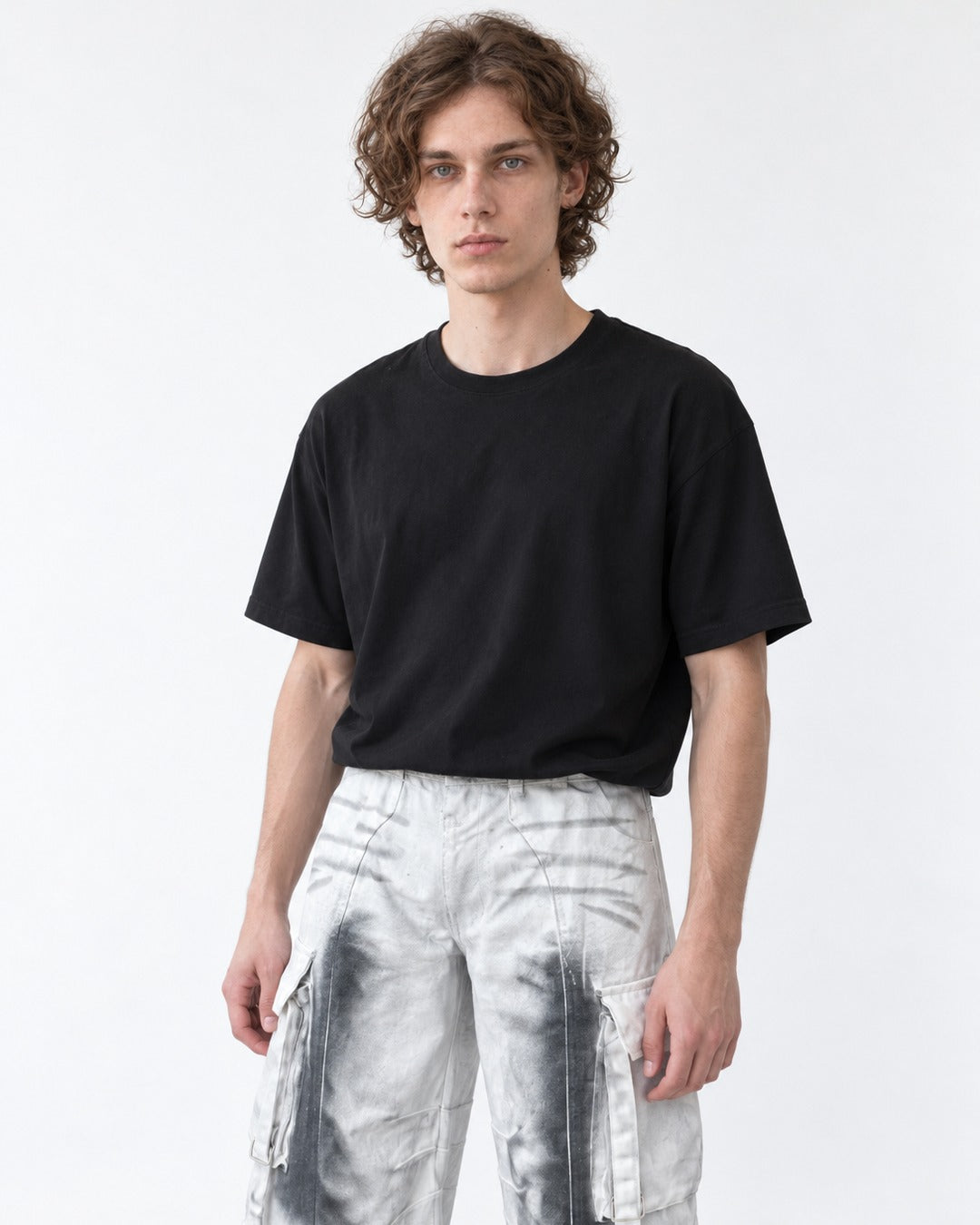 Ink-Washed Strap Cargo Pants