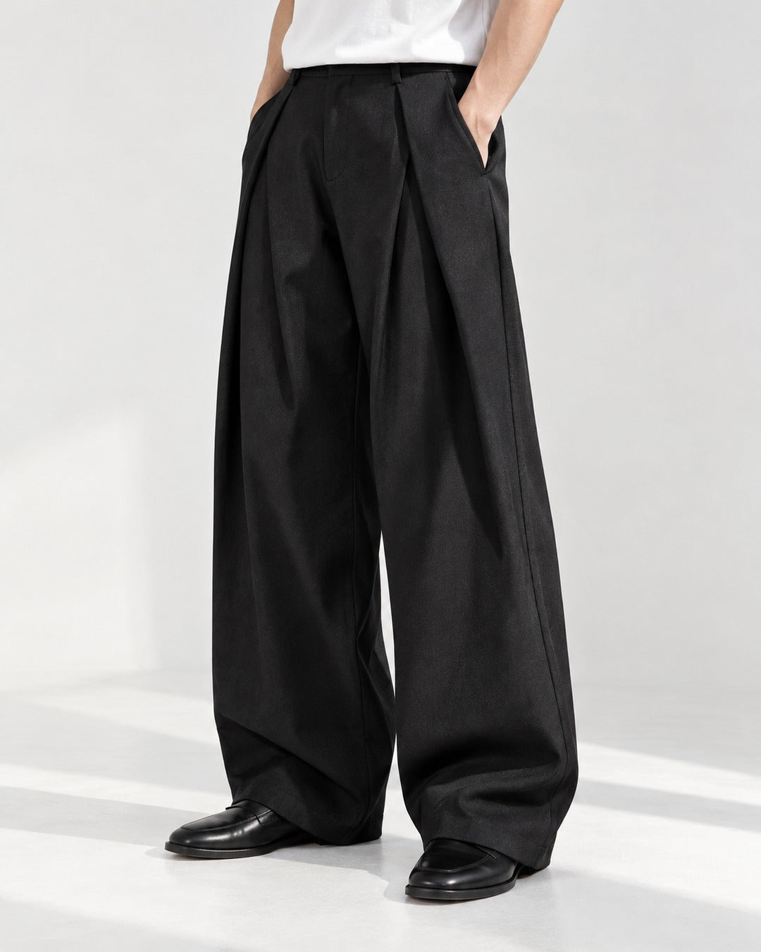 Deep-Pleat Wide Trousers