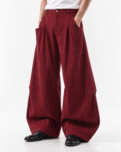 Textured Barrel Wide-Leg Pants