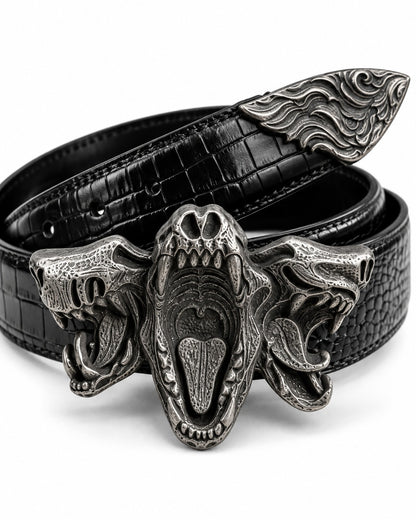 Triple Beast Head Buckle Belt