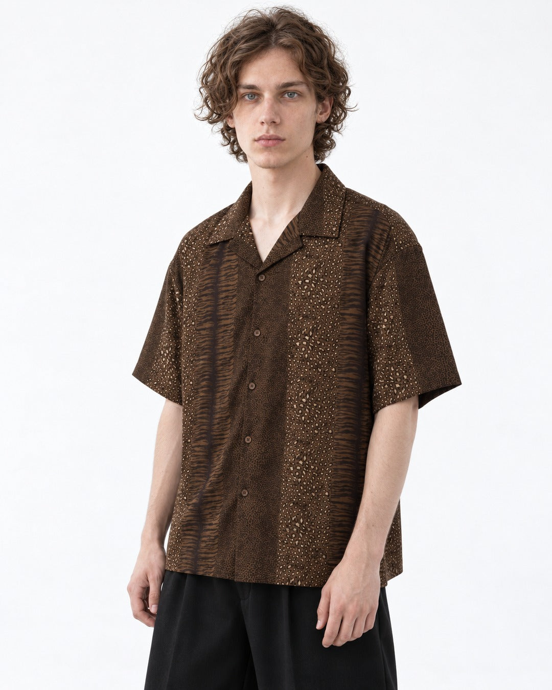 Leopard Cuban Collar Shirt
