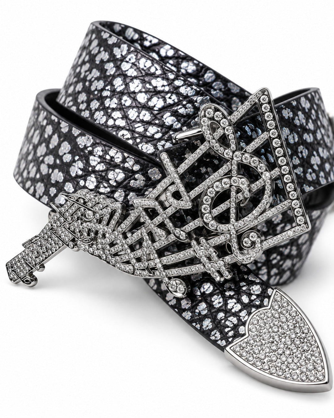 Crystal Treble Clef Buckle Belt