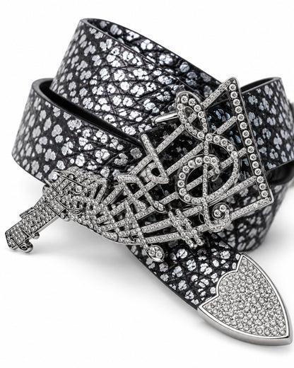 Crystal Treble Clef Buckle Belt