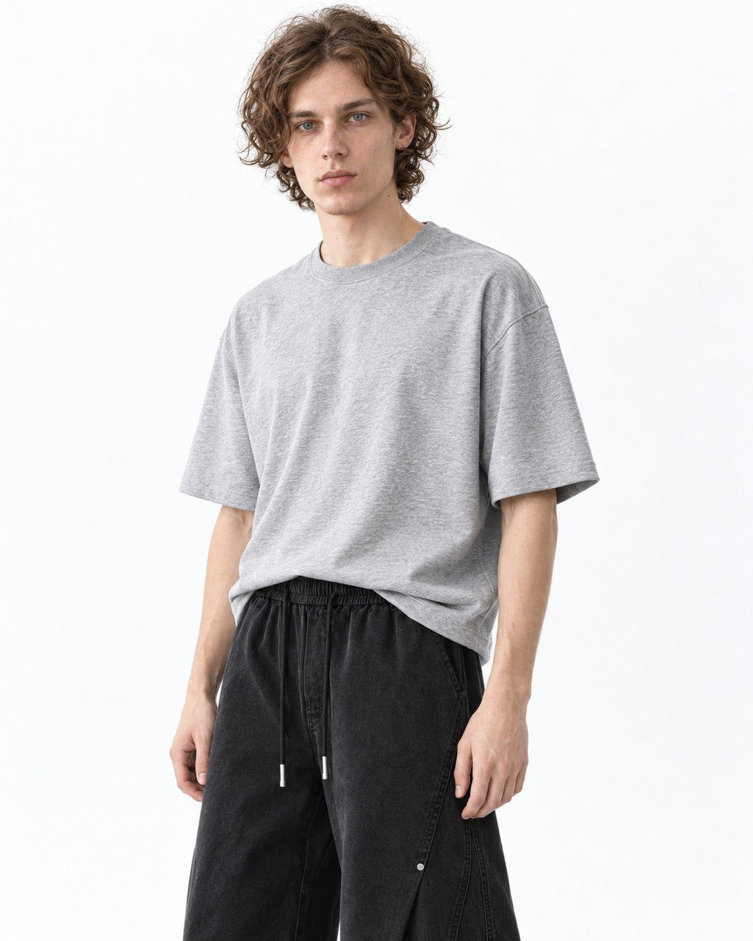 Riveted Diagonal-Seam Wide-Leg Pants