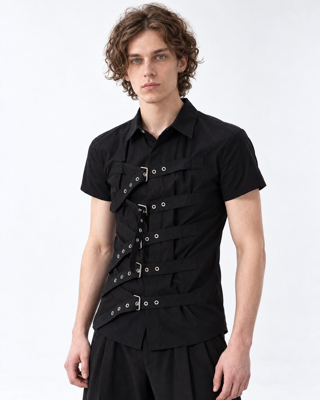 Diagonal Strap Eyelet Shirt