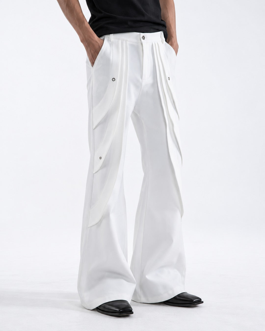 Layered Drape Panel Flared Pants