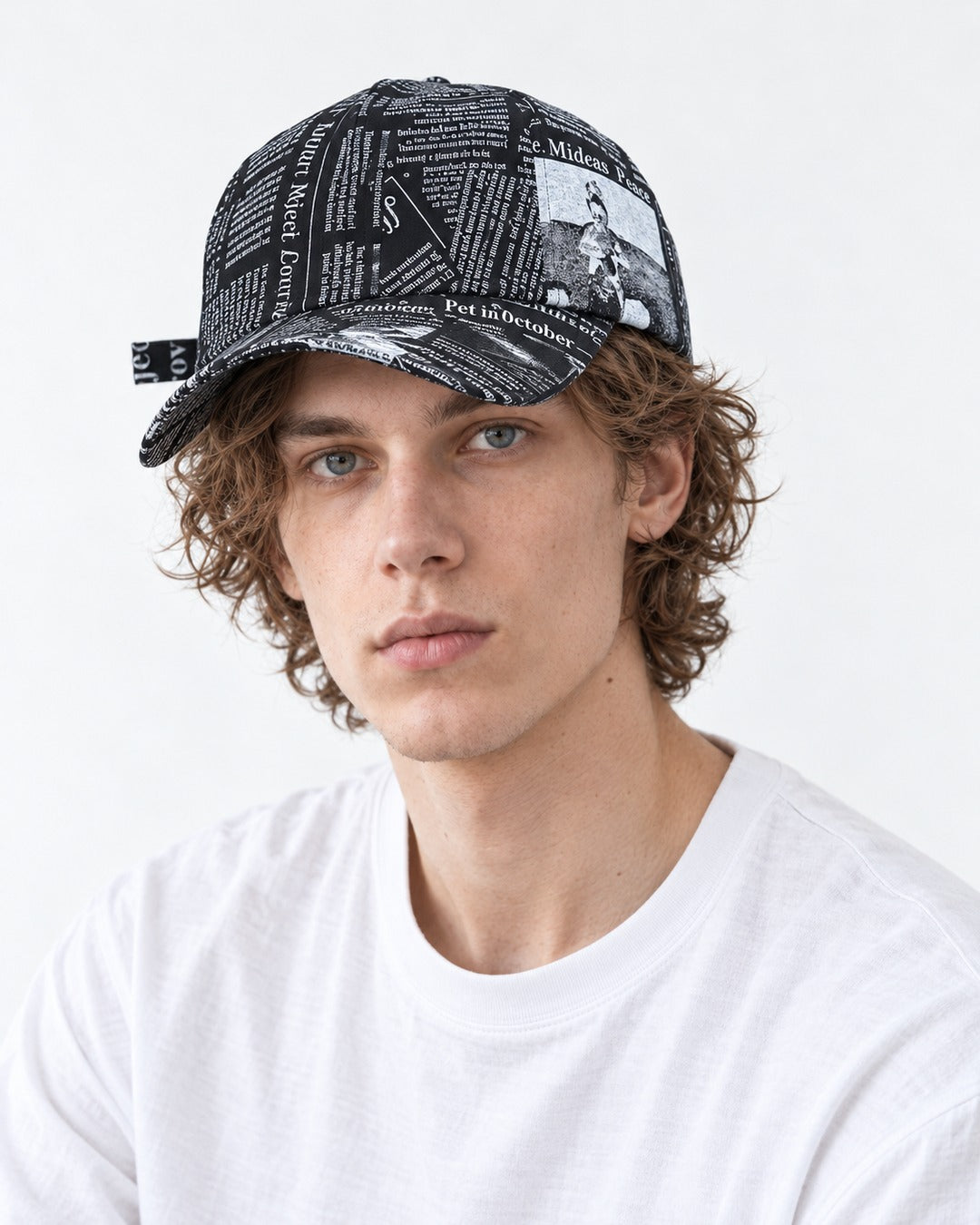 Newspaper Print Baseball Cap