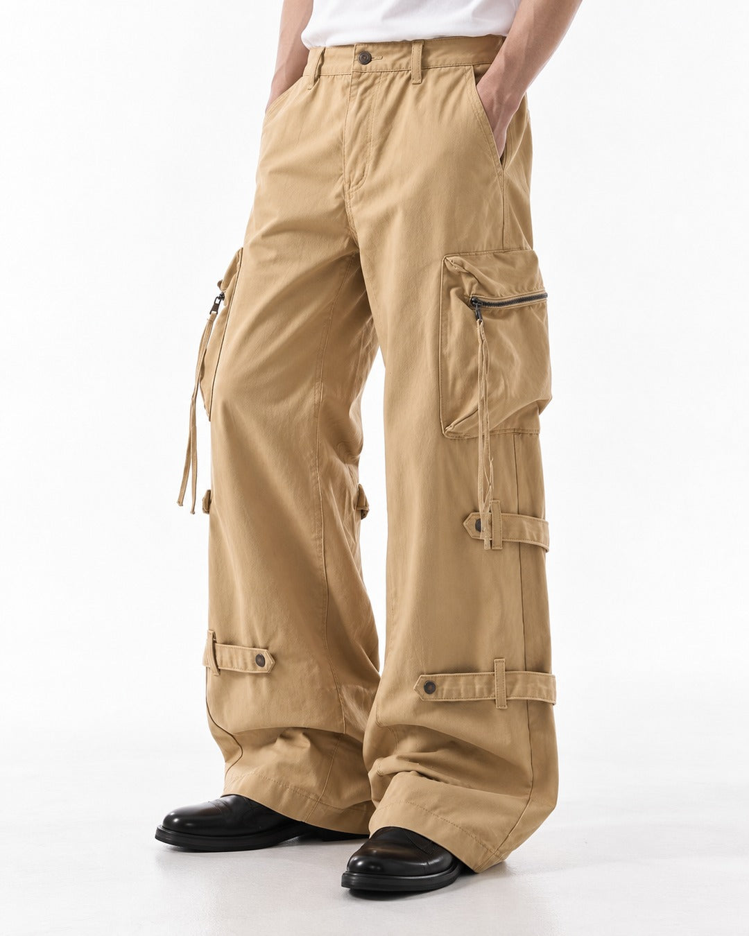 Strap Detail Zip Pocket Cargo Pants