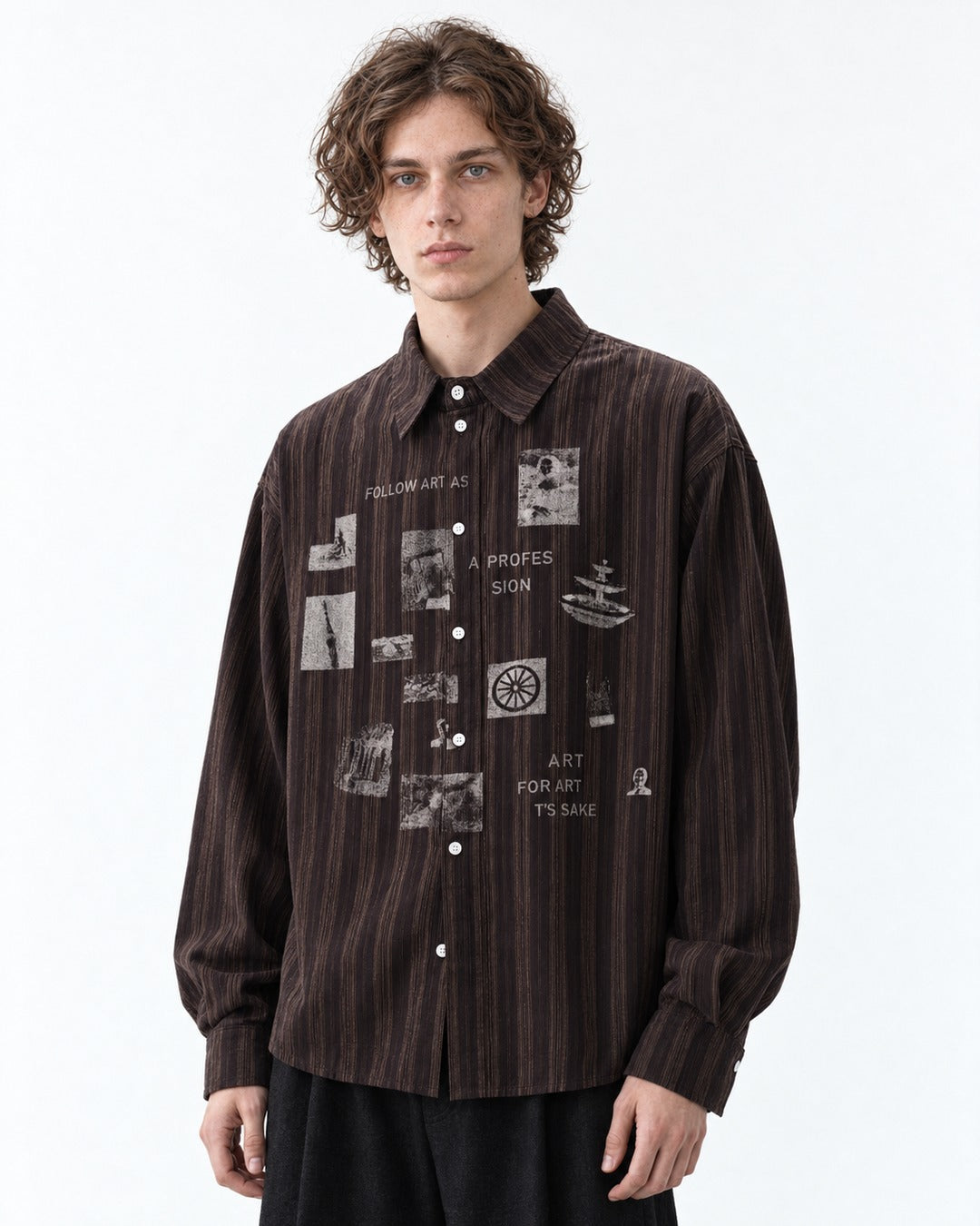 Striped Art-Collage Shirt