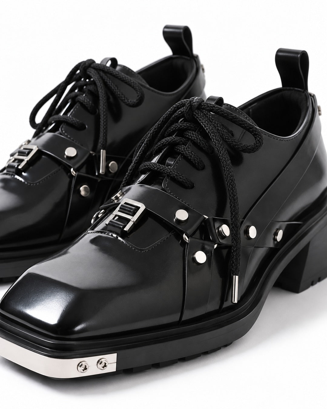 Harness Strap Cantilever Heel Derby Shoes
