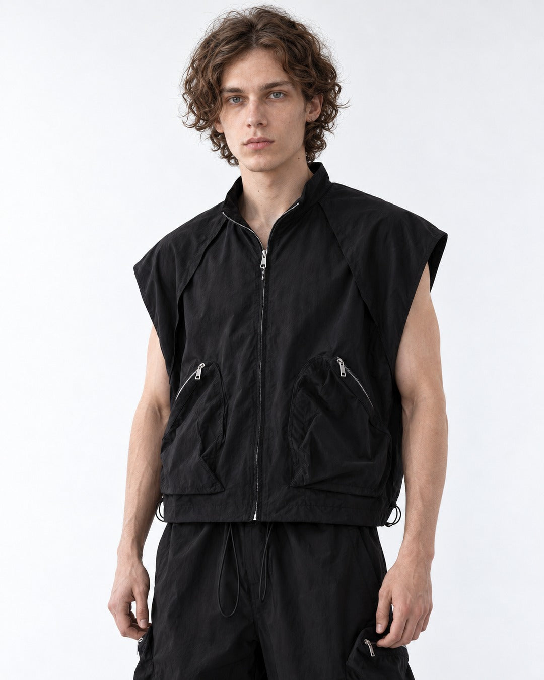 Sleeveless Zip Vest and Cargo Pants Set-Up