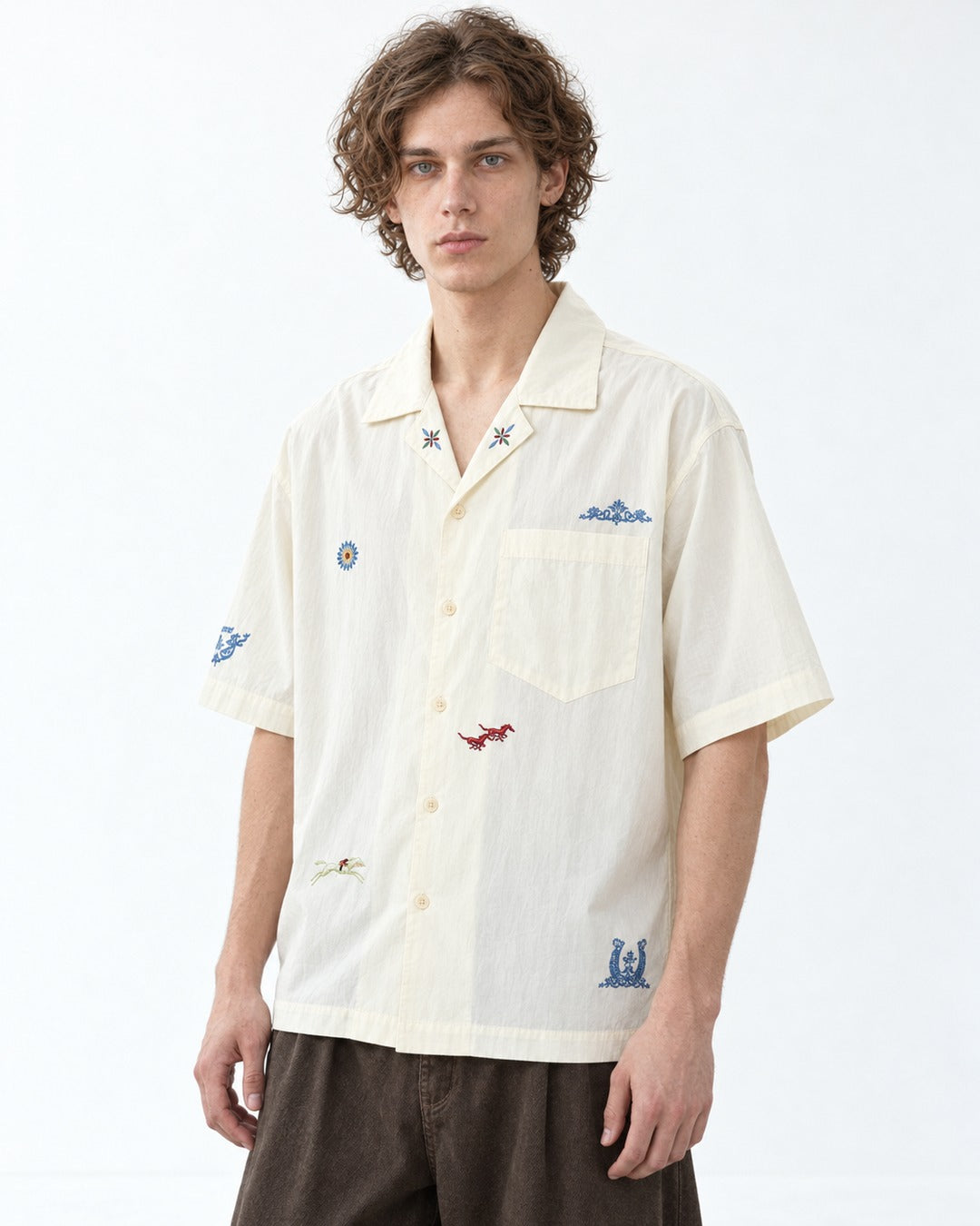 Camp Collar Embroidered Shirt