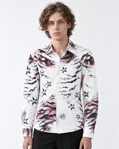 Zebra Star Print Long-Sleeve Shirt