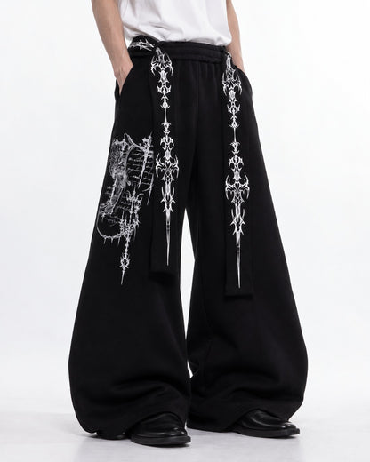 Thorn Print Lace-Up Sweatpants